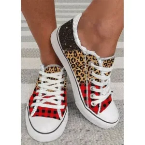 Panolifashion Women Casual 3D Printing Color Leopard Canvas Shoes