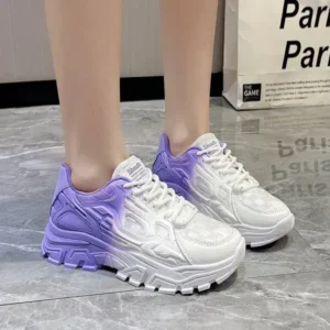 Panolifashion Women Fashion Platform Gradient Lace-Up Sneakers