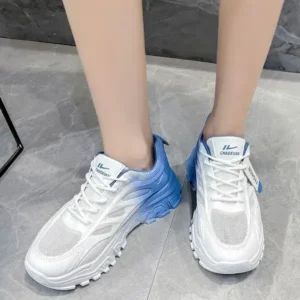 Panolifashion Women Fashion Round Toe Breathable Mesh Gradient Sneakers