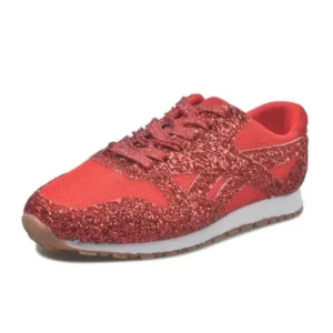 Panolifashion Women Fashion Round Toe Platform Sequins Rhinestone Platform Sneakers