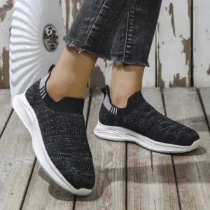 Panolifashion Women Fashion Round Toe Slip-On Flat Non-Slip Lightweight Sneakers