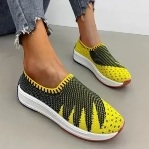 Panolifashion Women Fashion Fly Knit Breathable Platform Low Top Sneakers