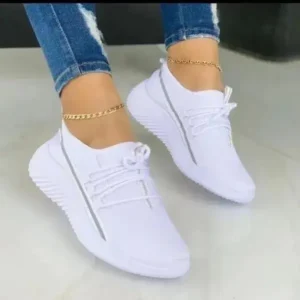 Panolifashion Women Fashion Breathable Lace-Up Flat Mesh Sneakers