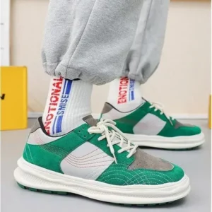 Panolifashion Men'S Retro Color-Block Thick-Soled Pu Sneakers