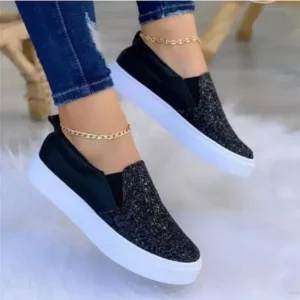 Panolifashion Thick Sole Casual Sequined Shoes Women Flat Shoes