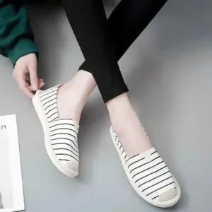 Panolifashion Fashion Stripe Pattern Design Women Round-Toe Casual Espadrilles Shoes