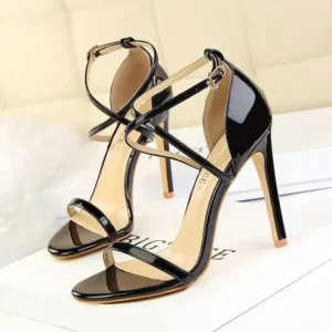 Panolifashion Women Fashion Sexy Hollow Cross Stiletto Heel Sandals