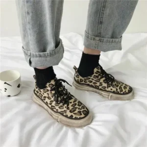 Panolifashion Women Fashion Leopard Printing Flat Sneakers