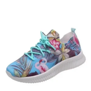 Panolifashion Women Fashion Casual Lace Up Design Mesh Breathable Graffiti Print Sneakers