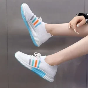 Panolifashion Women Casual Sports Lace Up Design Mesh Breathable Sneakers