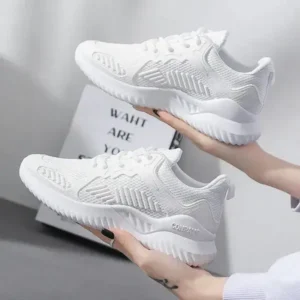 Panolifashion Women Fashion Sports Lace Up Design Mesh Breathable Platform Sneakers