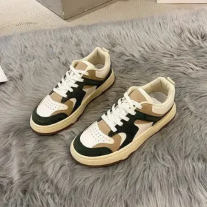 Panolifashion Women Fashion Lace Up Design Color Blocking Sneakers