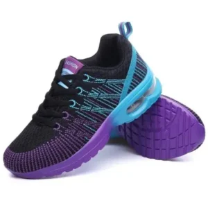 Panolifashion Women Fashion Casual Lace Up Design Mesh Breathable Air Cushion Shock Absorbing Sneakers