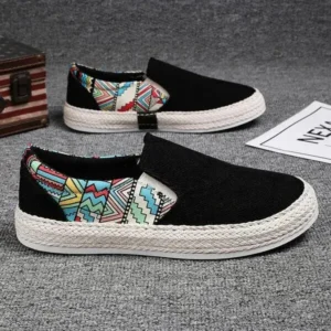 Panolifashion Men Fashion Color Matching Breathable Canvas Flats Shoes