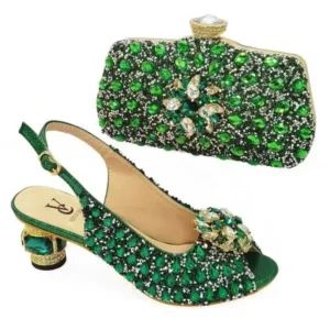 Panolifashion Fashion Rhinestone Design Party Women High Heel Peep Toe Sandals And Clutch Evening Bag Set