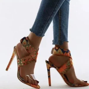 Panolifashion Women Fashion Plus Size Floral Point Toe High Heel Sandals