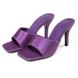 Panolifashion Women Sexy Square Head Purple Stiletto Slippers