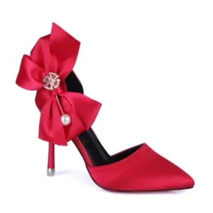 Panolifashion Women Fashion Elegant Solid Color PU Pointed Toe Bowknot Pumps