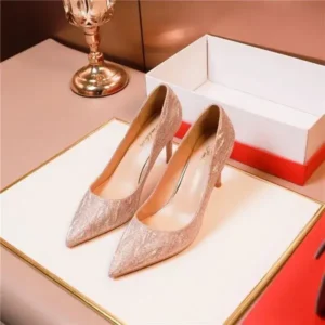 Panolifashion Women Fashion Elegant Solid Color PU Sequin Pointed Toe Stiletto Heel Pumps