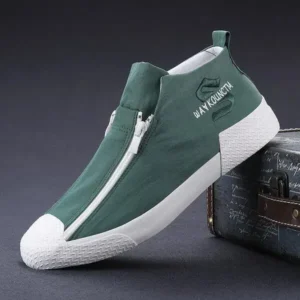 Panolifashion Men'S Casual Embroidery Zipper High Top Canvas Shoes