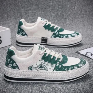 Panolifashion Men Fashion Cashew Flower Printed Canvas Sneakers