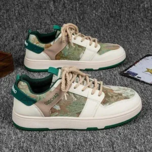 Panolifashion Men'S Casual Retro Secret Forest Oil Painting Pattern Sneakers