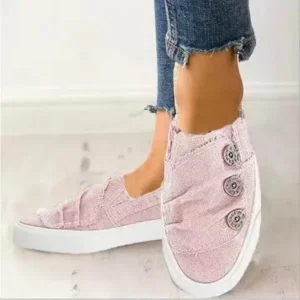 Panolifashion Women Fashion Plus Size Solid Denim Canvas Flat Sneakers