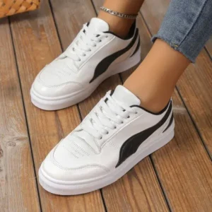 Panolifashion Women Fashion Plus Size Thick-Soled Round Toe Flat Sneakers