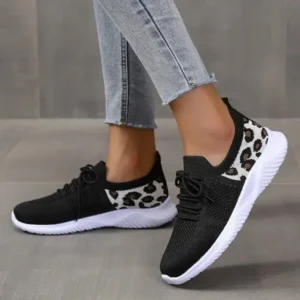 Panolifashion Women Casual Mesh Breathable Leopard Sneakers