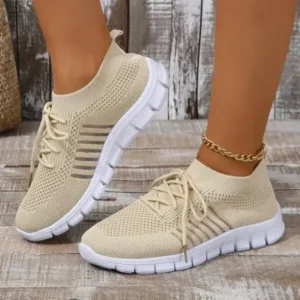 Panolifashion Women Casual Plus Size Solid Color Mesh Breathable Flat Sneakers