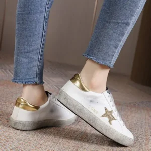 Panolifashion Women Fashion Casual Plus Size Star Round Toe Sneakers