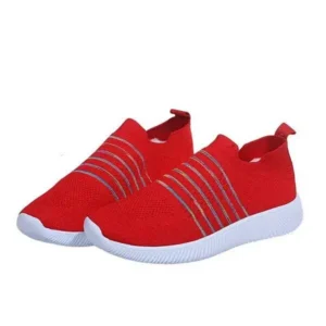 Panolifashion Fashion Casual Solid Color Striped Fly-Woven Mesh Breathable Flat Sneakers