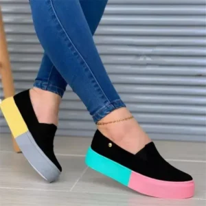 Panolifashion Women Fashion Casual Color Block Thick-Soled Elastic Loafers