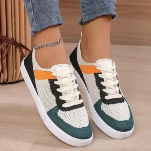 Panolifashion Women Fashion Casual Color Blocking Mesh Fly-Woven Breathable Sneakers