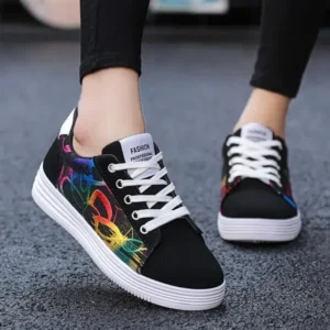 Panolifashion Men Fashion Graffiti Pattern Lightweight Canvas Sneakers