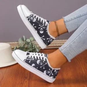 Panolifashion Women Casual Fashion 3D Print Denim Canvas Sneakers