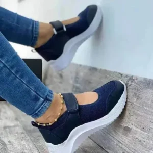 Panolifashion Women Casual Velcro Design Solid Color Breathable Platform Sneakers