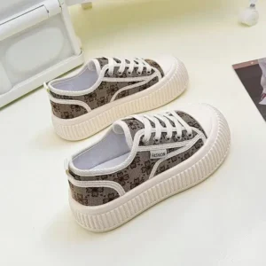 Panolifashion Women Fashion Round Toe Lace-Up Sneakers