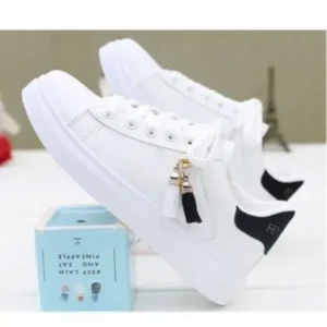 Panolifashion Women Fashion Flat Solid Color Lace-Up Sneakers