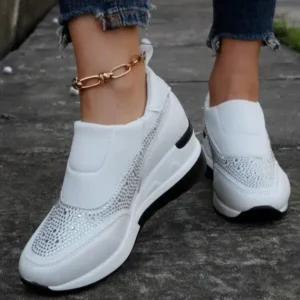 Panolifashion Women Fashion Rhinestone Slip Sneakers