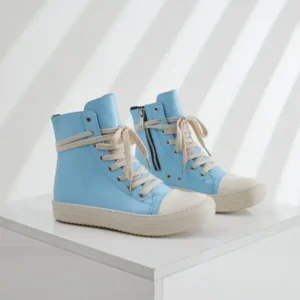 Panolifashion Women Fashion Blue Faux Leather High Top Shoes