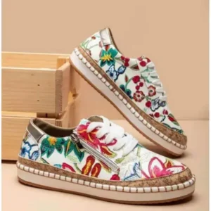 Panolifashion Women Fashion Color Matching Ethnic Style Printed Sneakers