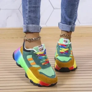 Panolifashion Women Fashion Platform Color Block Platform Sneakers