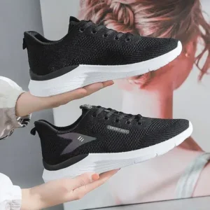 Panolifashion Women Fashion Flyknit Mesh Lace-Up Sneakers