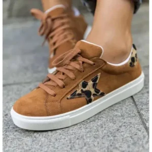 Panolifashion Women Fashion Round Toe Lace-Up Canvas Sneakers